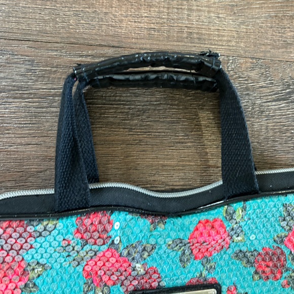 Betsey John turquoise and floral fully clear sequined bag. - Picture 13 of 16